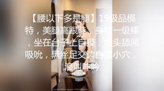 【腰以下多是腿】19极品模特，美腿高跟鞋，身材一级棒，坐在台子上自摸，埋头舔屌吸吮，黑丝足交边自摸小穴，浪叫呻吟