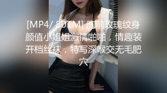 [MP4/ 801M] 胸前玫瑰纹身颜值小姐姐激情啪啪，情趣装开档丝袜，特写深喉交无毛肥穴